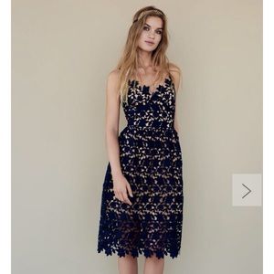 Navy lace midi dress